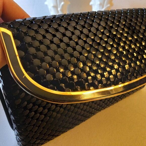 Vintage Mesh Black Clutch bag Cottagecore Grandmacore Wedding Prom - Picture 4 of 8